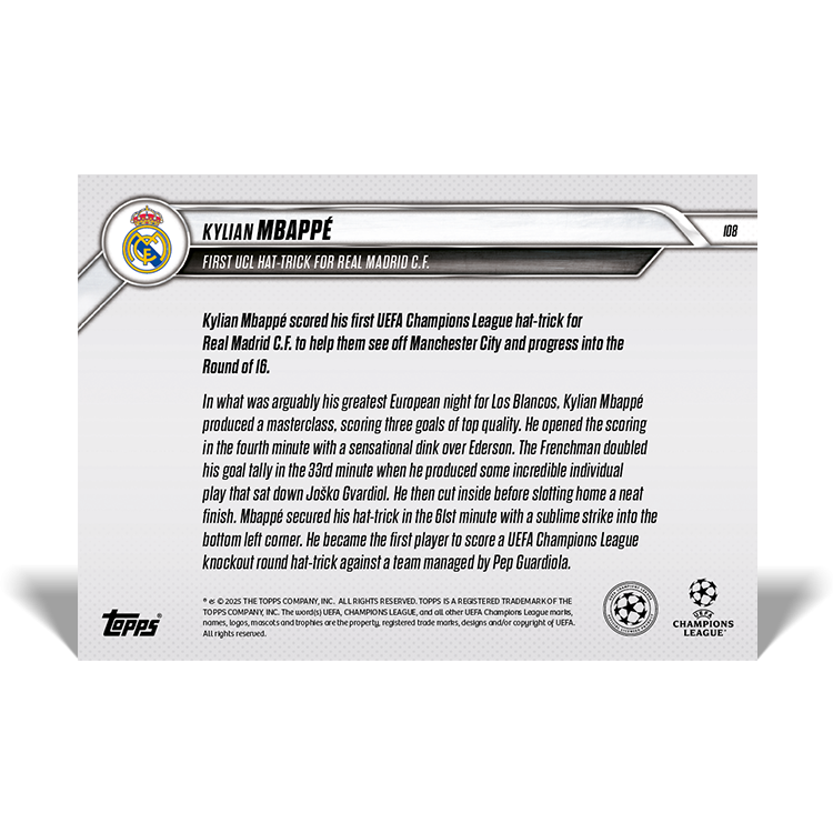 Kylian Mbappé - 24/25 UCL Topps NOW®